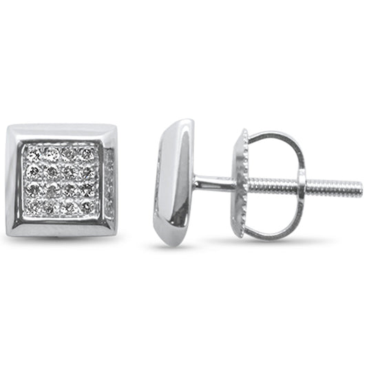 Muse Jewelry .12ct G SI 10K White Gold Diamond Square Fashion Earrings