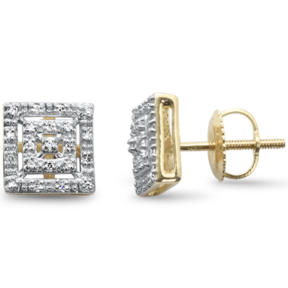 Muse Jewelry .08ct G SI 10K Yellow Gold Diamond Square Fashion Earrings