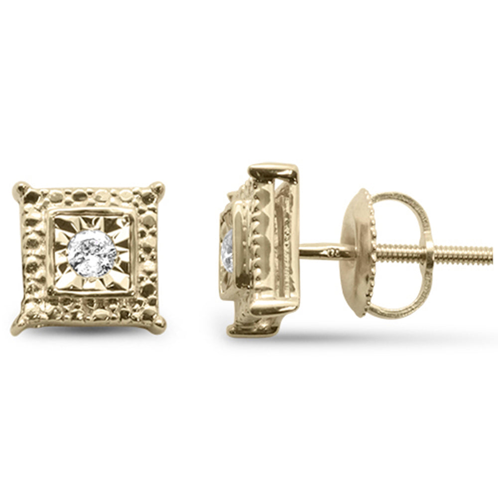 Muse Jewelry .10ct G SI 10K Yellow Gold Diamond Square Shaped Earrings