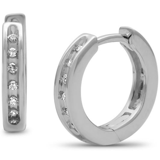 Muse Jewelry .10ct G SI 10KT White Gold Diamond Round Hoop Earrings