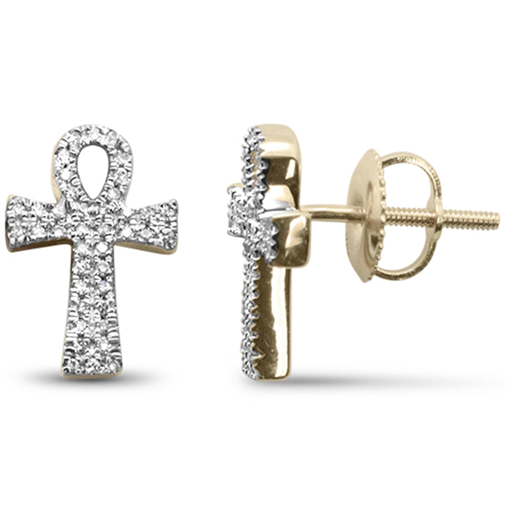 Muse Jewelry .14ct G SI 10K Yellow Gold Diamond Fashion Ankh Earrings
