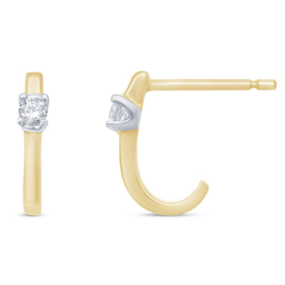 Muse Jewelry .10ct G SI 10K Yellow Gold Diamond J-Hoop Earrings