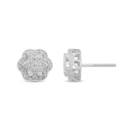 Muse Jewelry .50ct G SI 10K White Gold Diamond Flower Earrings