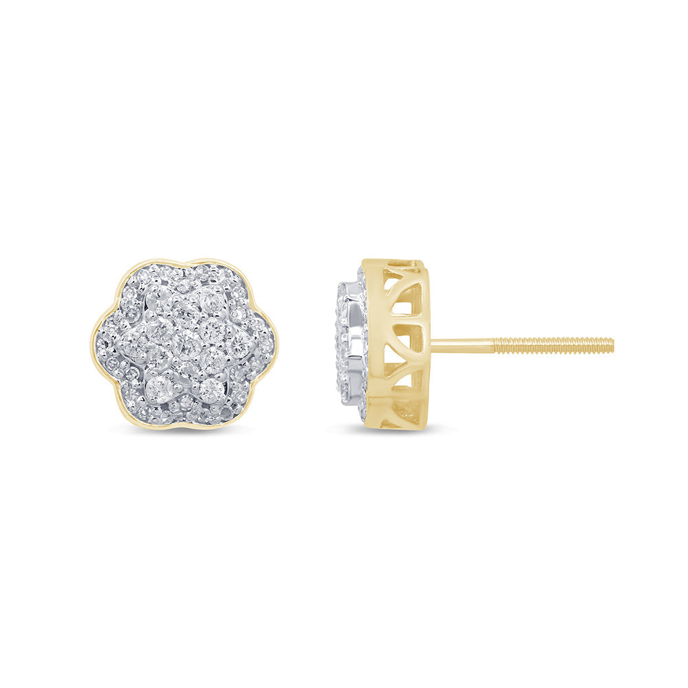 Muse Jewelry .53ct G SI 10K Yellow Gold Diamond Flower Earrings