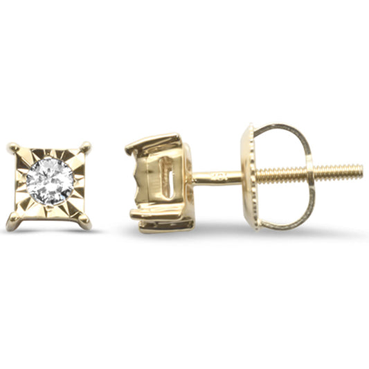 Muse Jewelry .15ct G SI 10K Yellow Gold Diamond Square Shaped Earrings