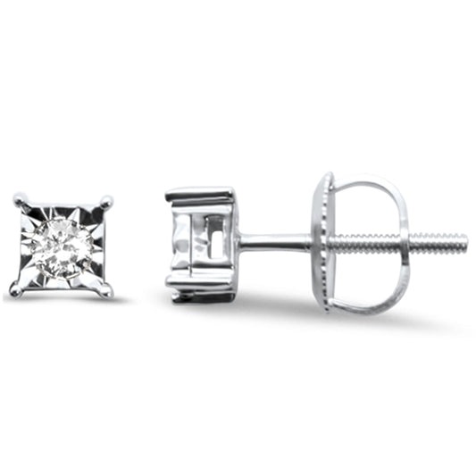 Muse Jewelry .13ct G SI 10K White Gold Diamond Square Shaped Earrings