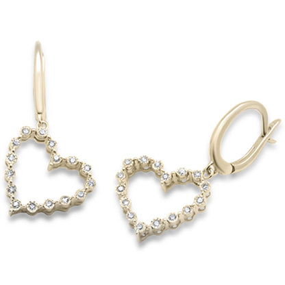 Muse Jewelry .10ct G SI 10K Yellow Gold Diamond Heart Hoop Dangle Earrings