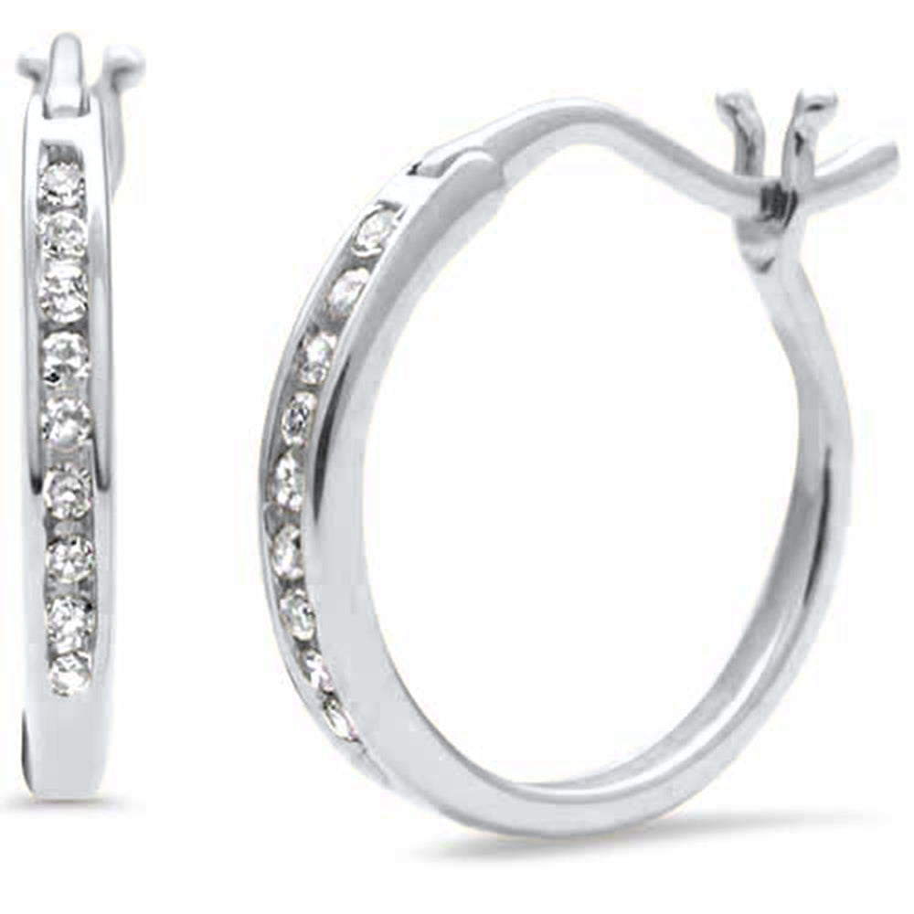 Muse Jewelry .12ct G SI 10K White Gold Diamond Hoop Earrings