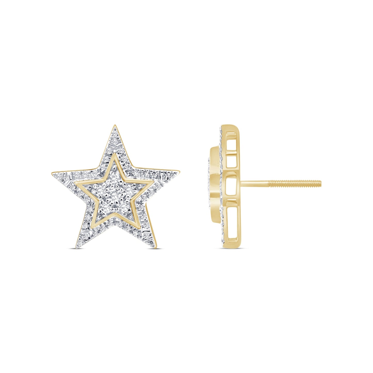 Muse Jewelry .42ct G SI 10K Yellow Gold Diamond Star Shaped Earrings