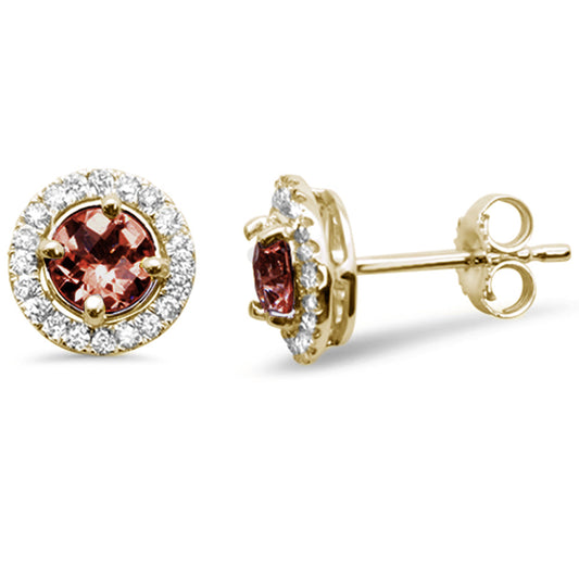Muse Jewelry 1.63ct G SI 10KT Yellow Gold Garnet Gemstone & Diamond Earrings