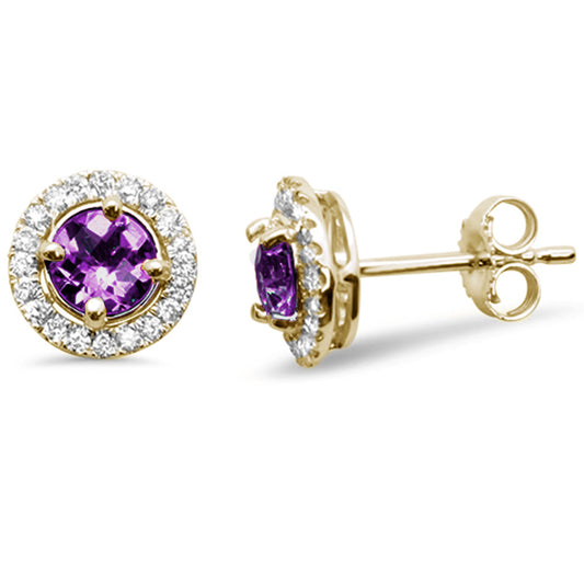 Muse Jewelry 1.16ct G SI 10KT Yellow Gold Amethyst Gemstone & Diamond Earrings