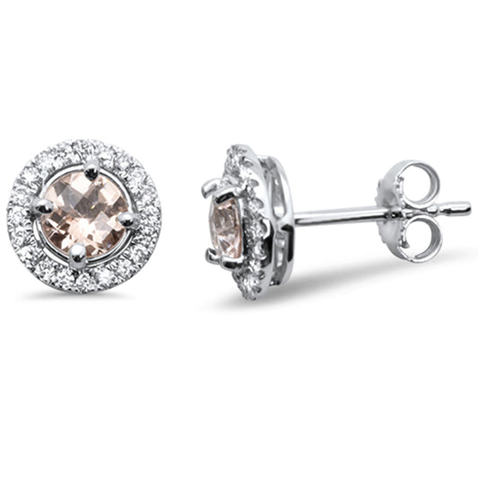 Muse Jewelry .98ct G SI 10KT White Gold Morganite Gemstone & Diamond Earrings