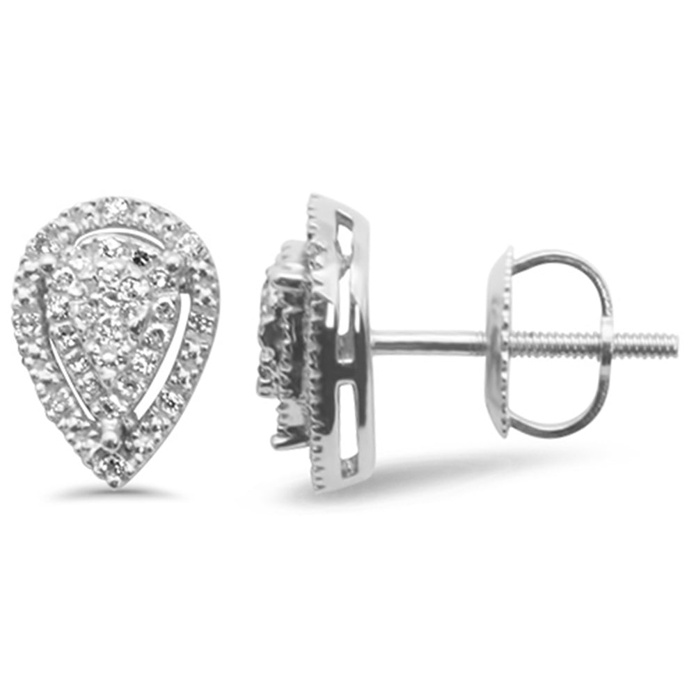 Muse Jewelry .14ct G SI 10KT White Gold Diamond Pear Shape Stud Earrings