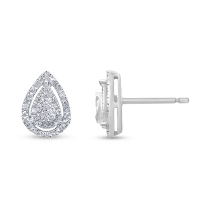 Muse Jewelry .14ct G SI 10KT White Gold Diamond Pear Shape Stud Earrings