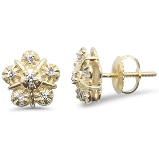 Muse Jewelry .10ct G SI 10KT Yellow Gold Diamond Round Flower Stud Earrings