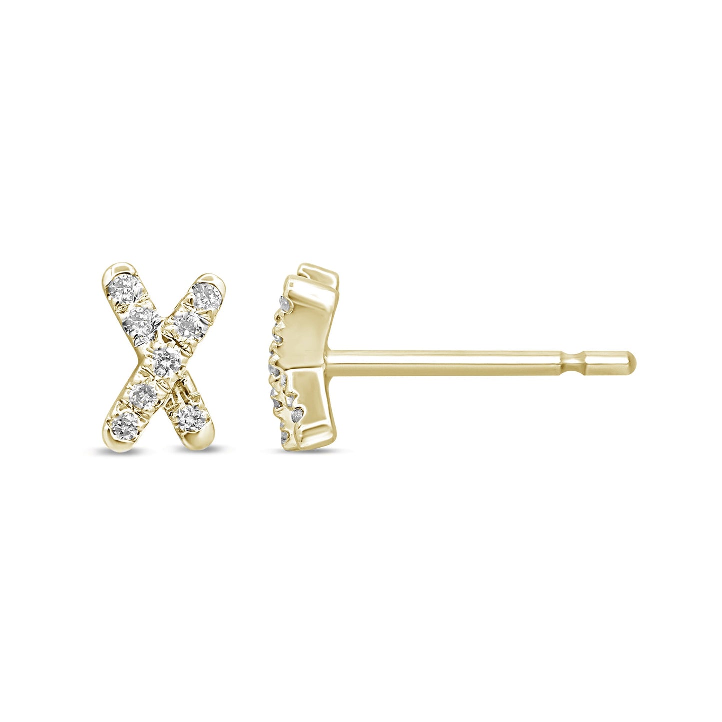 Muse Jewelry .07ct G SI 10KT Yellow Gold Diamond Criss Cross Stud Earring