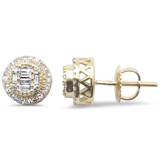 Muse Jewelry .33ct G SI 10KT Yellow Gold Round & Baguette Diamond Stud Earrings