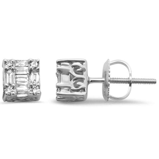 Muse Jewelry .24ct G SI 10K White Gold Diamond Square Stud Earrings