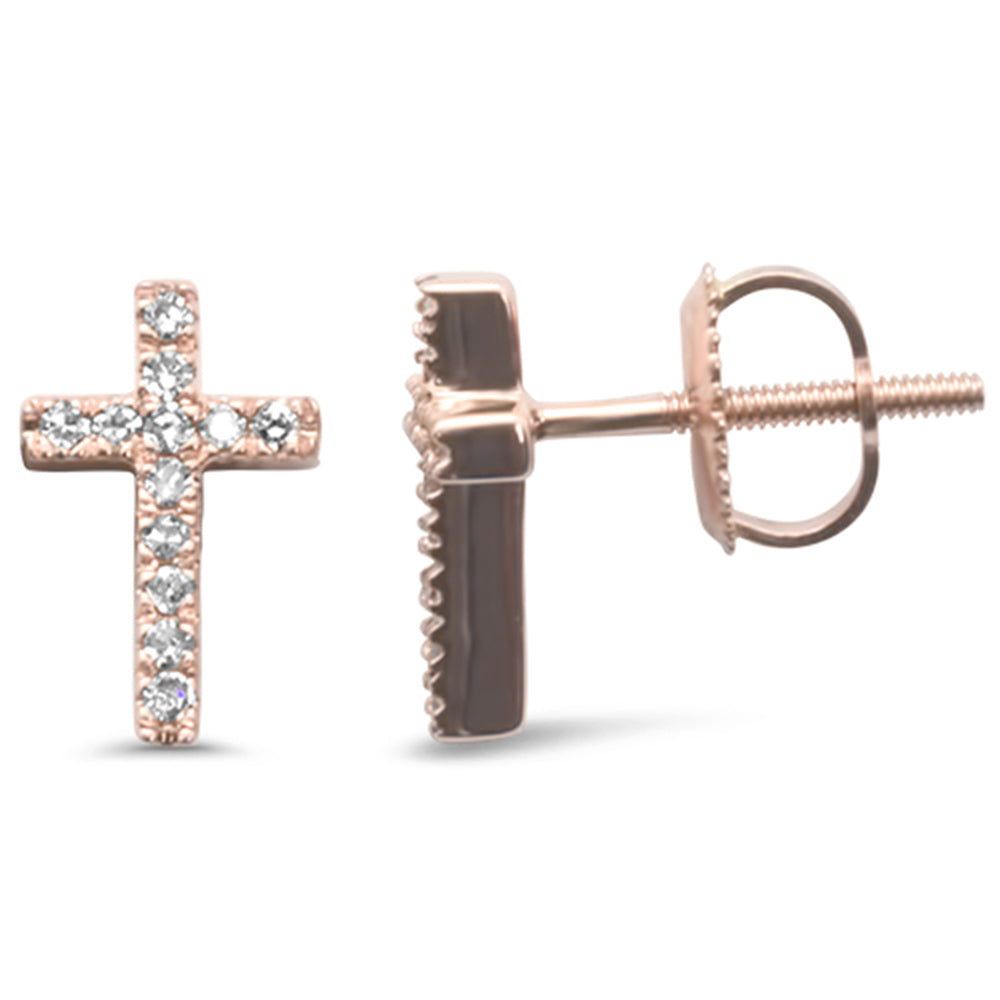 Muse Jewelry .10ct G SI 10KT Rose Gold Diamond Diamond Cross Earrings