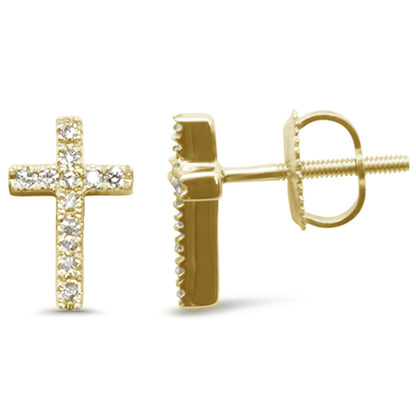 Muse Jewelry .12ct G SI 10K Yellow Gold Diamond Diamond Cross Earrings