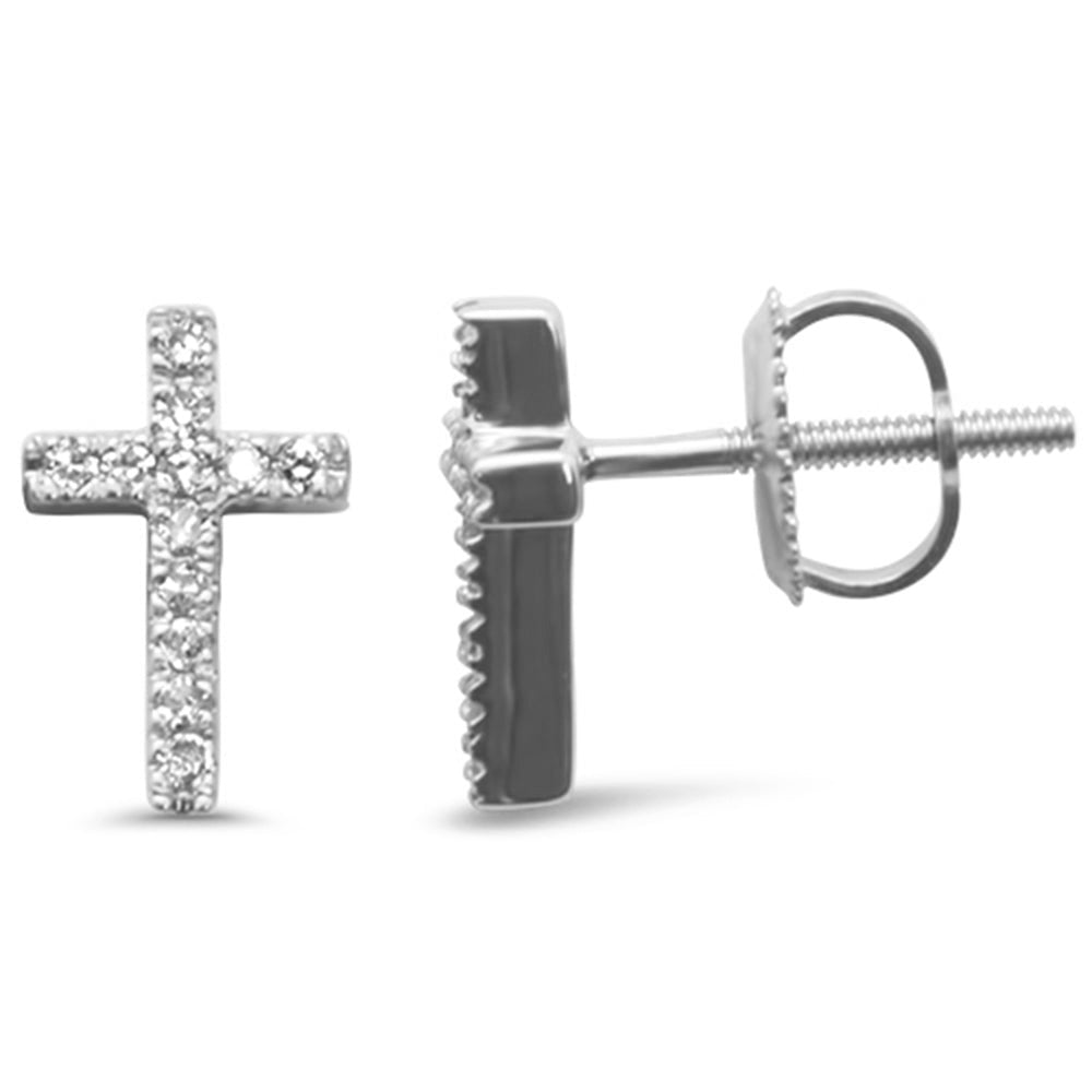 Muse Jewelry .11ct G SI 10K White Gold Diamond Diamond Cross Earrings