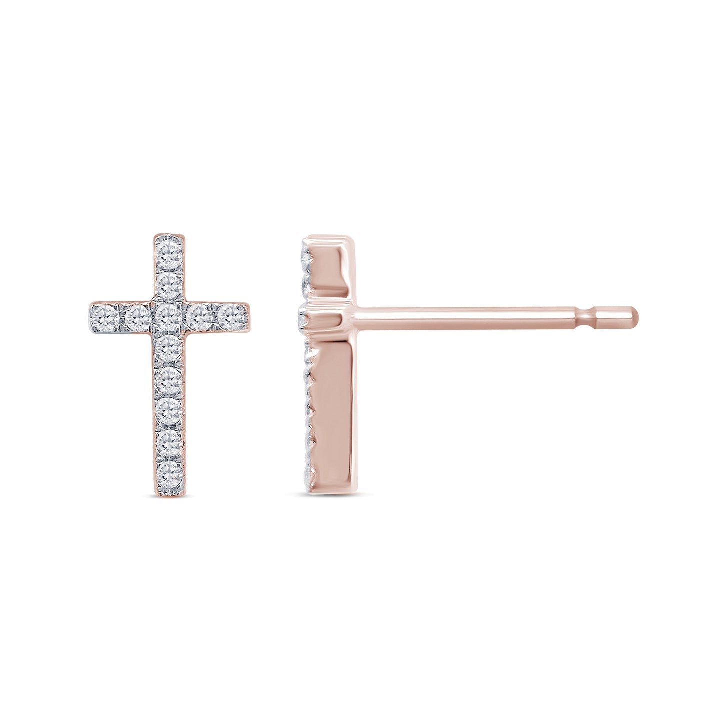 Muse Jewelry .10ct G SI 10KT Rose Gold Diamond Diamond Cross Earrings