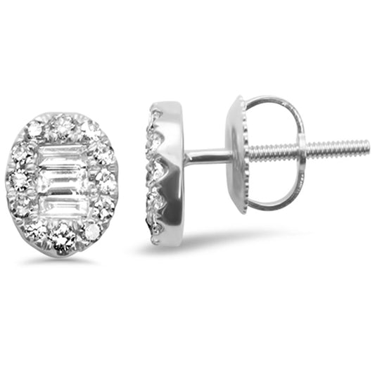 Muse Jewelry .38ct G SI 10K White Gold Diamond Oval Shape Fashion Stud Earrings