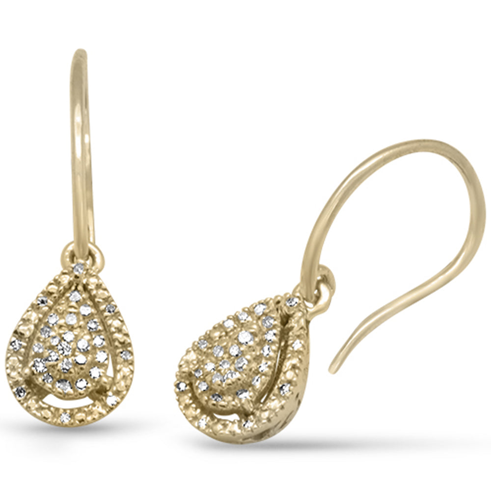 Muse Jewelry .13ct G SI 10KT Yellow Gold Diamond Dangling Tear Drop Shape Earrings