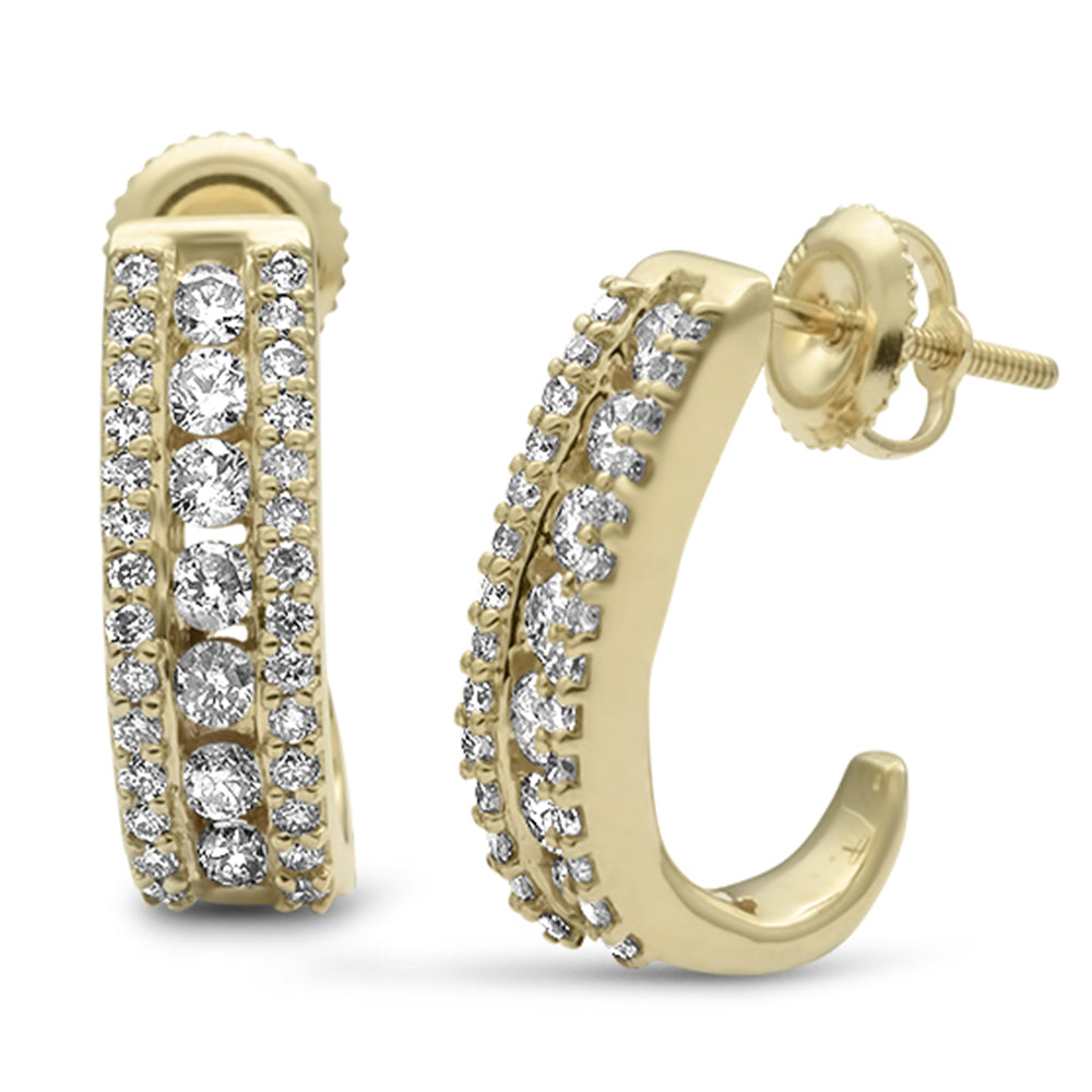 Muse Jewelry 1.05ct G SI 10KT Yellow Gold Diamond J Hoop Earrings