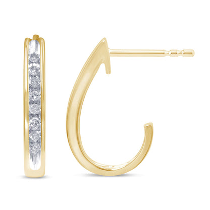 Muse Jewelry .10ct G SI 10KT Yellow Gold Diamond J Hoop Earrings