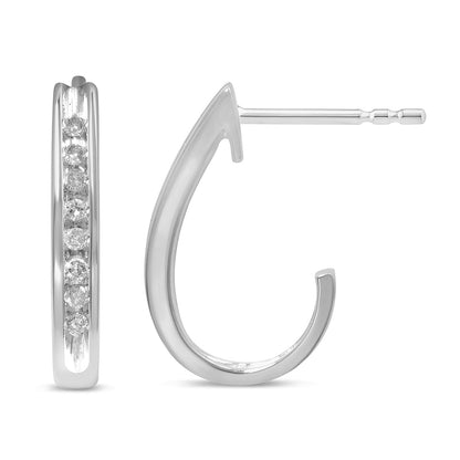 Muse Jewelry .10ct G SI 10KT White Gold Diamond J Hoop Earrings