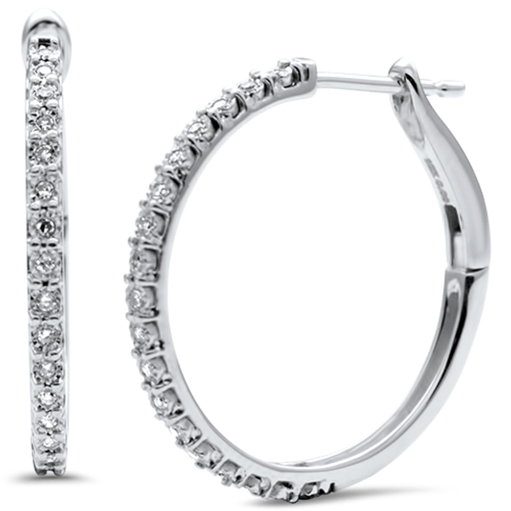 Muse Jewelry .12ct G SI 10KT White Gold Diamond Hoop Earrings