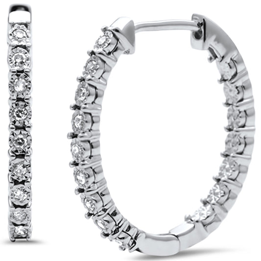 Muse Jewelry .13ct G SI 10KT White Gold Diamond Hoop Earrings