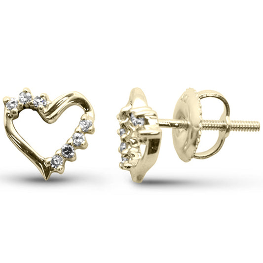 Muse Jewelry .11ct G SI 10K Yellow Gold Diamond Heart Earrings