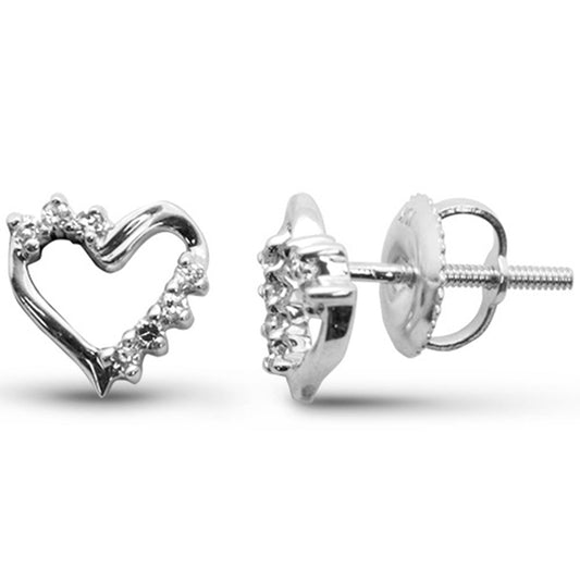 Muse Jewelry .11ct G SI 10K White Gold Diamond Heart Earrings