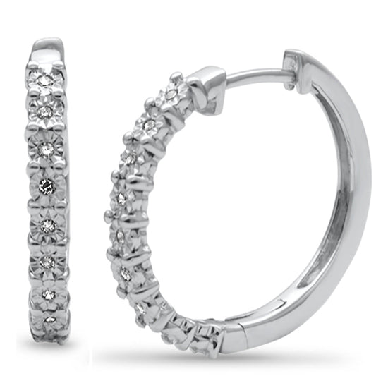 Muse Jewelry .07ct G SI 10K White Gold Diamond Hoop Earrings