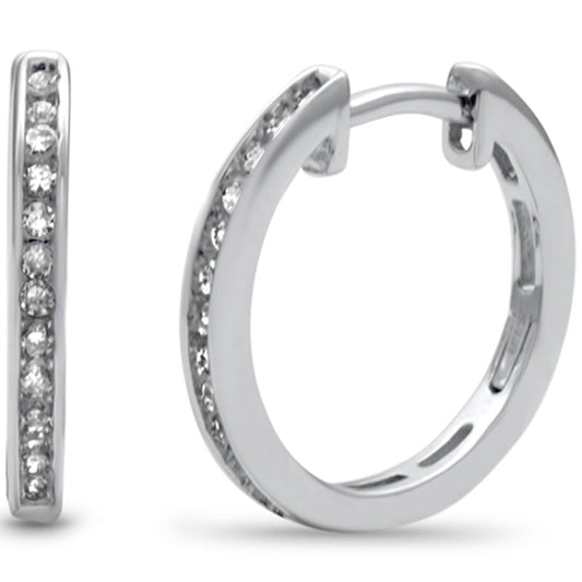 Muse Jewelry .15ct G SI 10K White Gold Diamond Hoop Earrings