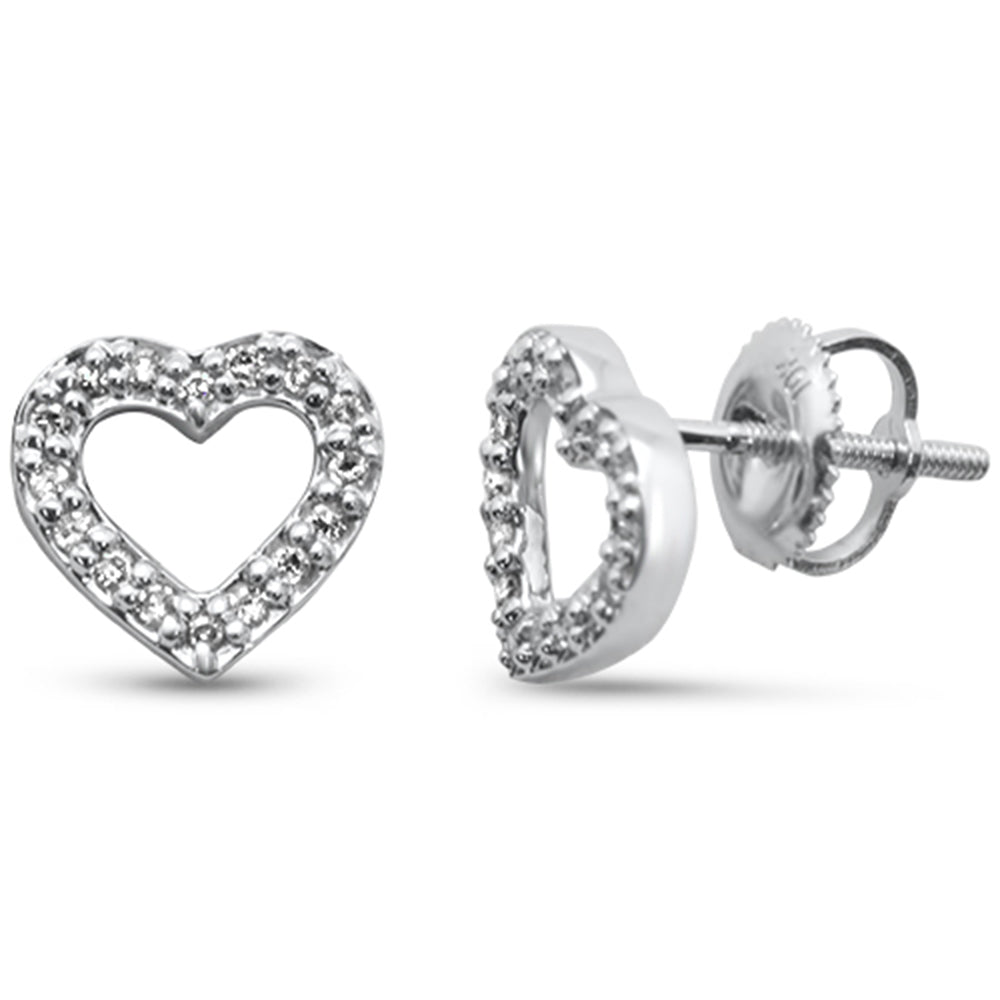 Muse Jewelry .15ct G SI 10K White Gold Diamond Heart Earrings