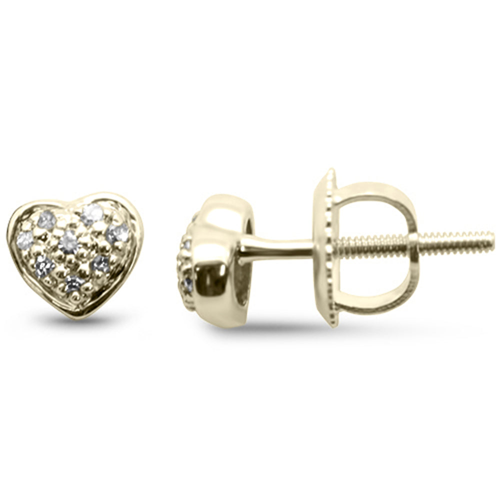 Muse Jewelry .07ct G SI 10K Yellow Gold Diamond Heart Earrings