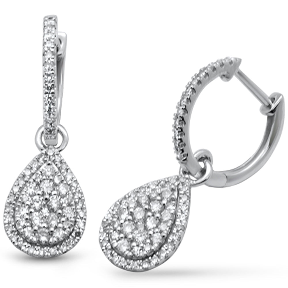 Muse Jewelry .77ct G SI 14K White Gold Diamond Pear Shaped Dangling Earrings