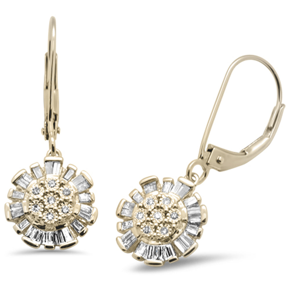 Muse Jewelry .26ct G SI 14K Yellow Gold Diamond Round & Baguette Lever Back Earrings