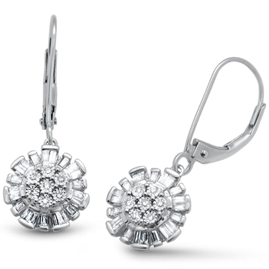 Muse Jewelry .27ct G SI 14K White Gold Diamond Round & Baguette Lever Back Earrings