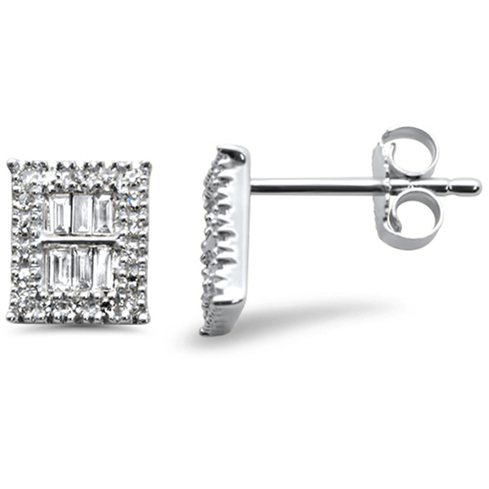 Muse Jewelry .25ct G SI 14K White Gold Diamond Round & Baguette Earrings