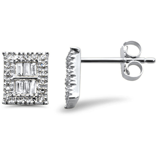 Muse Jewelry .25ct G SI 14K White Gold Diamond Round & Baguette Earrings