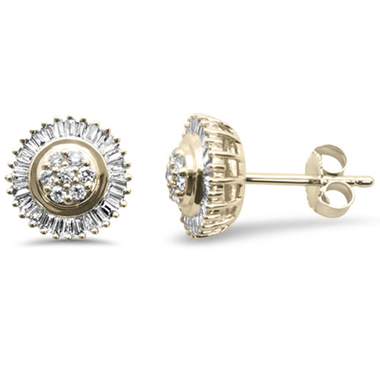 Muse Jewelry .38ct G SI 14K Yellow Gold Diamond Round & Baguette Earrings