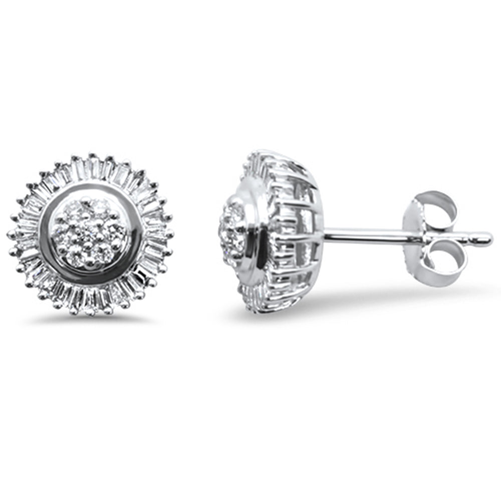 Muse Jewelry .37ct G SI 14K White Gold Diamond Round & Baguette Earrings