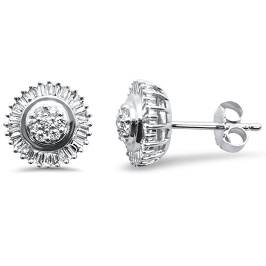 Muse Jewelry .37ct G SI 14K White Gold Diamond Round & Baguette Earrings