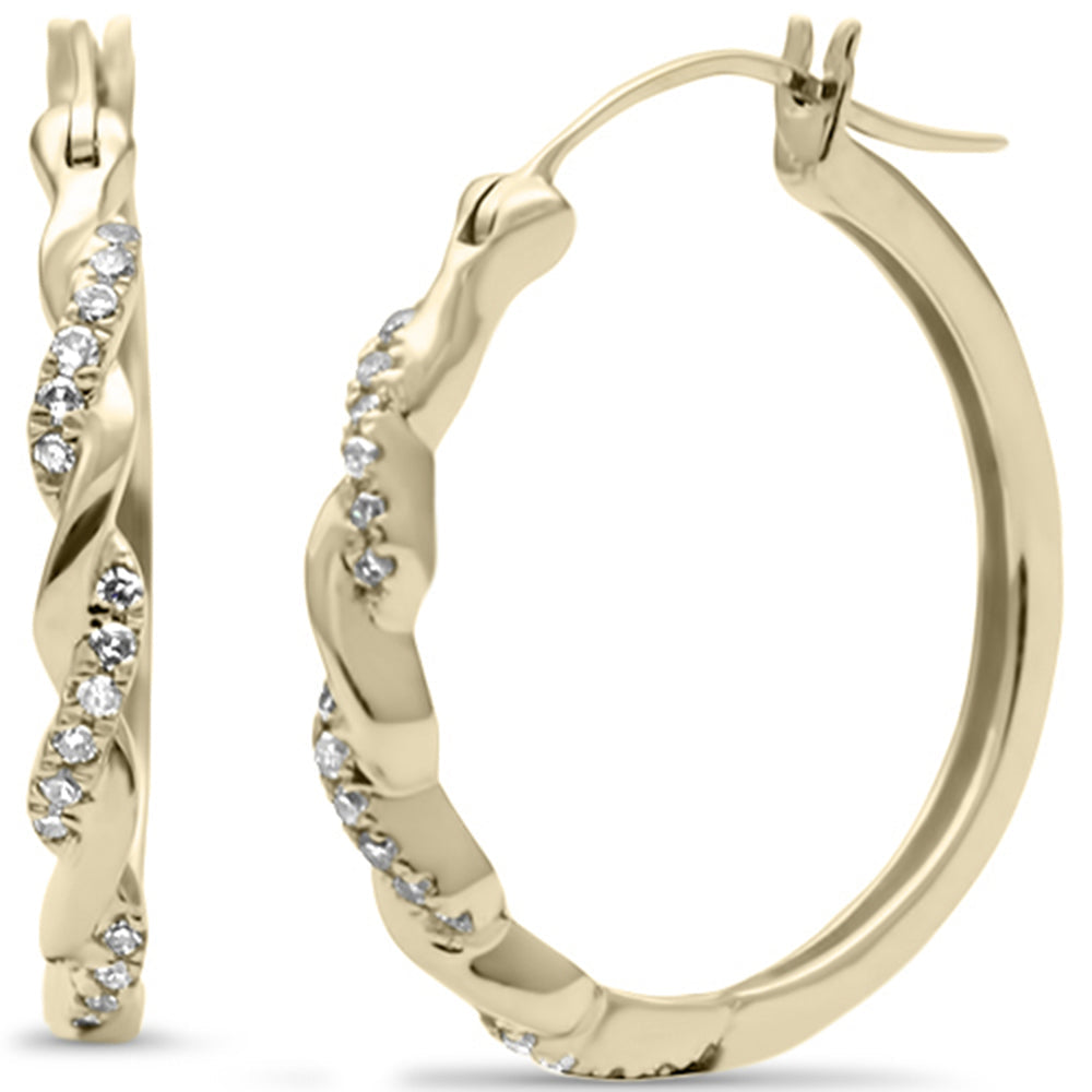 Muse Jewelry .16ct G SI 10K Yellow Gold Diamond Twisted Hoop Earrings