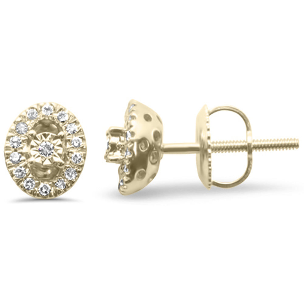 Muse Jewelry .13ct G SI 10K Yellow Gold Diamond Oval Shaped Round Earrings