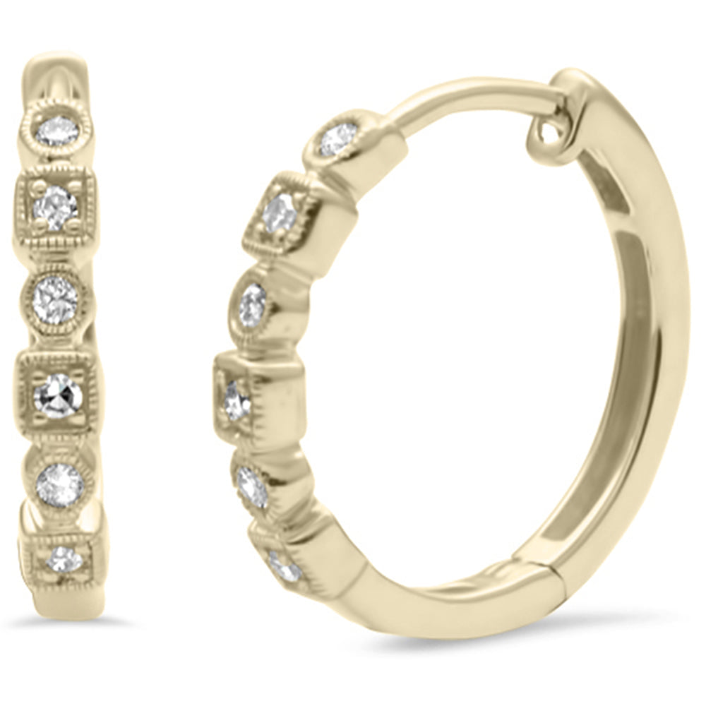 Muse Jewelry .10ct G SI 10K Yellow Gold Diamond Round & Princess Shaped Hoop Earrings